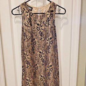 Cute! BYCHOICE California Black & Beige Floral Lace Dress ~ SIZE 7 Junior